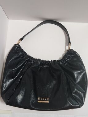 EVVE Milano Black Gathered Scrunch Hobo-style Shoulder Bag